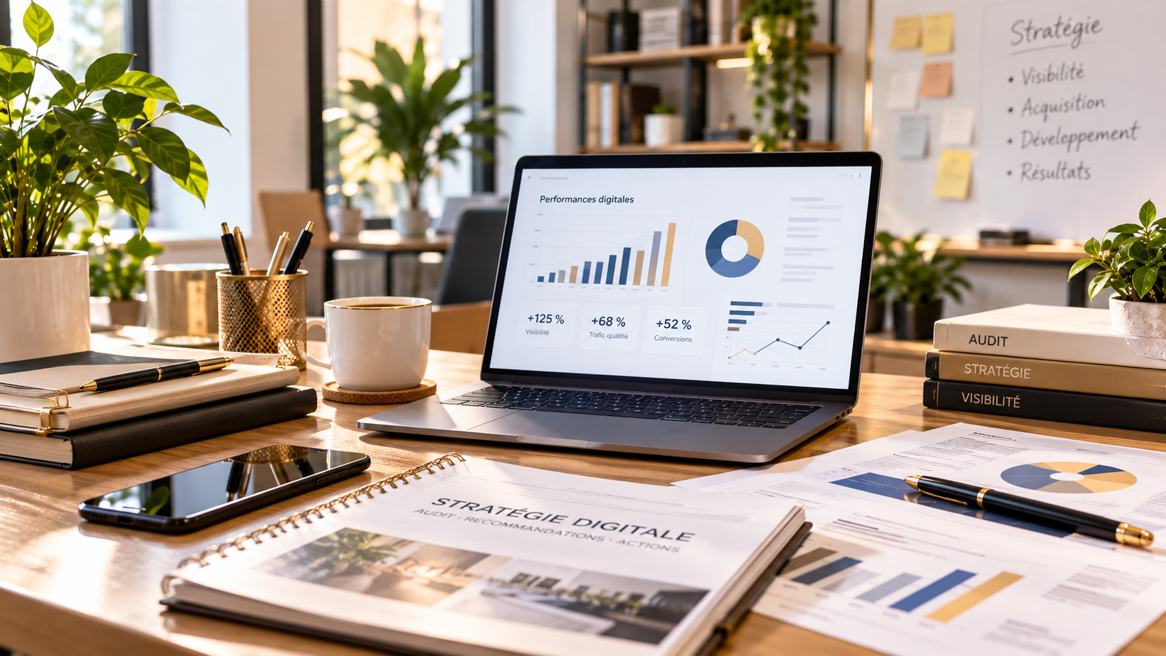 Audit & stratégie digitale – RG Mentor Espace de travail dédié à l’analyse et à la stratégie digitale.